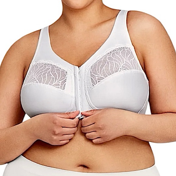 •Glamorise 46F White MagicLift Natural Shape Front Close Bra! NEW! - Picture 1 of 16